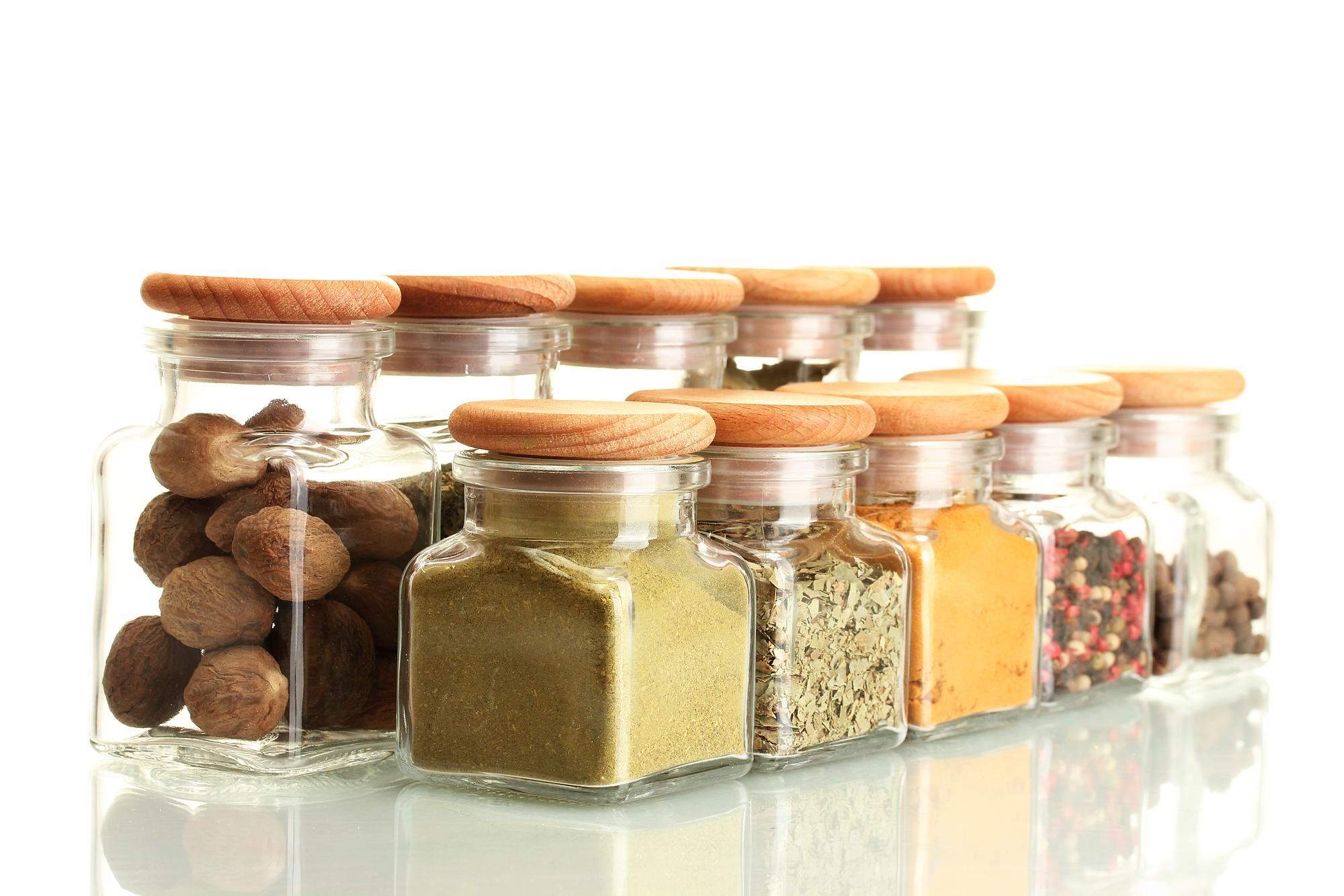 Set of labeled ingredient jars and process cards